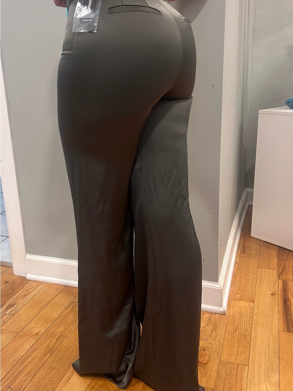 Express -Women's High-Waist Wide-Leg Pants — dark green